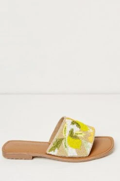 FatFace Sorrento Beaded White Sliders