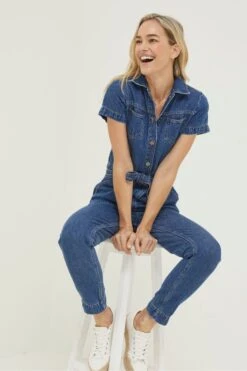 FatFace Blue Imogen Short Sleeve Boilersuit -Fat Face Shop 177946s3