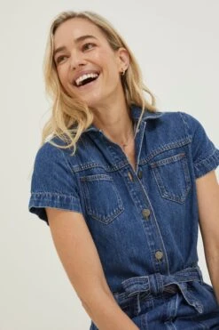 FatFace Blue Imogen Short Sleeve Boilersuit -Fat Face Shop 177946s4