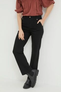 FatFace Ripley Canvas Black Wide Leg Trousers
