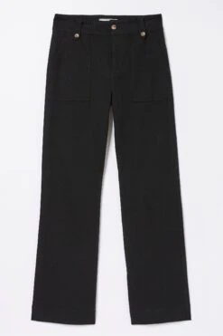 FatFace Ripley Canvas Black Wide Leg Trousers -Fat Face Shop 308706s4