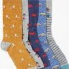 FatFace Yellow Seaside Socks 5 Pack -Fat Face Shop 312976s