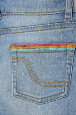 FatFace Blue Rainbow Embroidered Denim Shorts -Fat Face Shop 316427s2