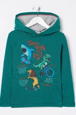 FatFace Green Creature Graphic Hooded T-Shirt -Fat Face Shop 325210s4