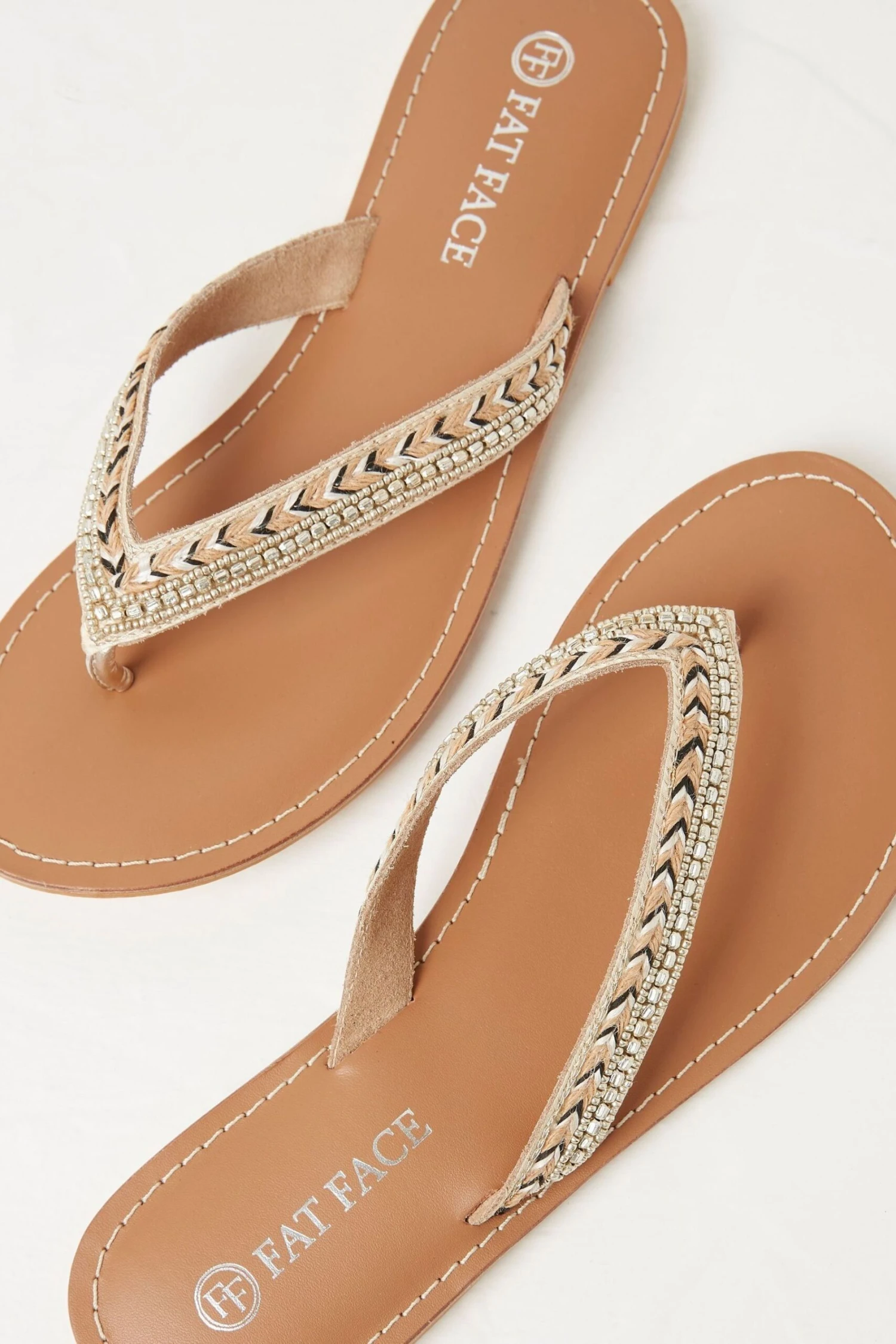 FatFace Natural Lana Beaded Flip Flops 4 FatFace Natural Lana Beaded Flip Flops - Image 2