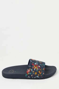 FatFace Blue Floral Print Sliders