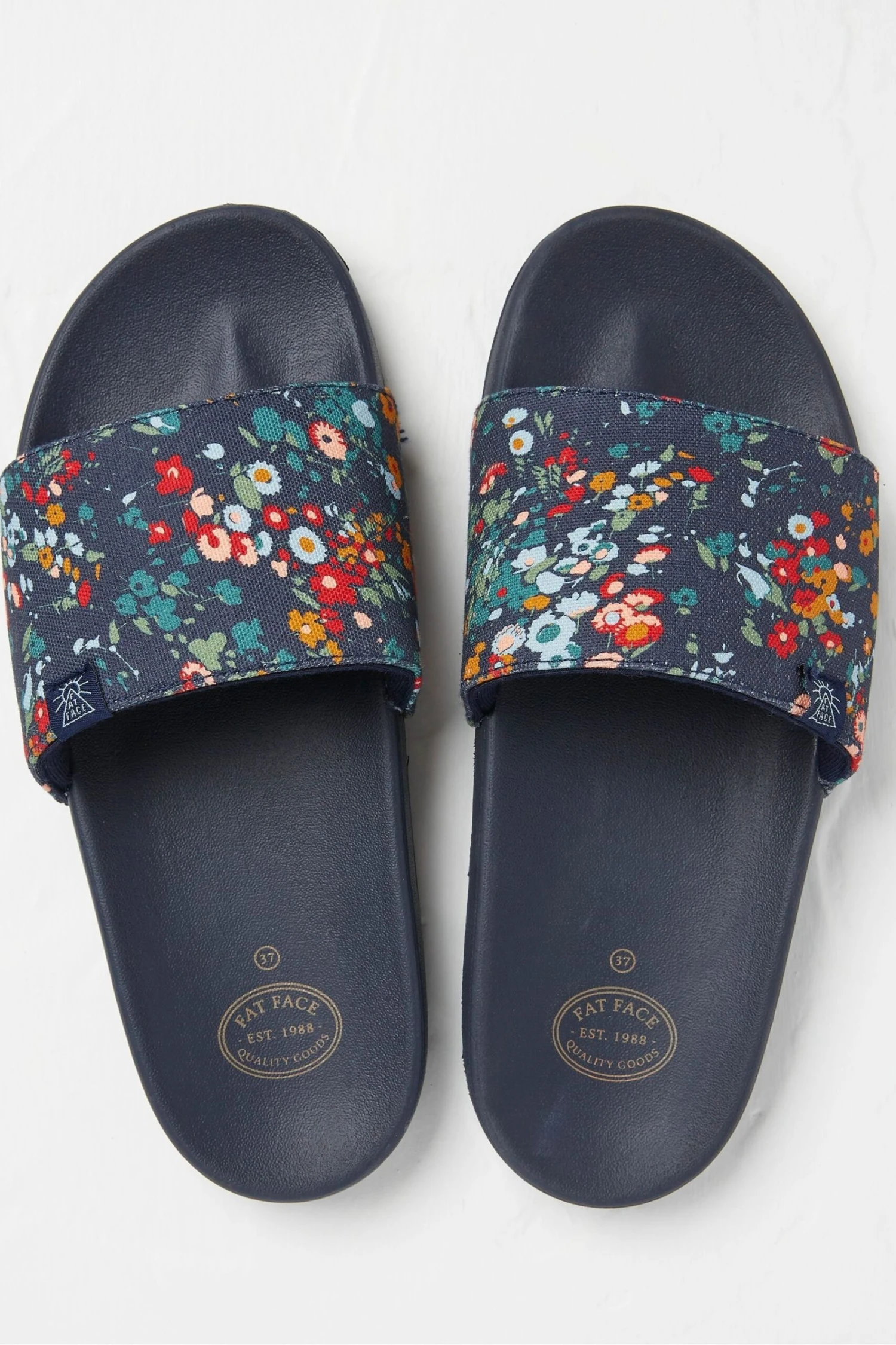 FatFace Blue Floral Print Sliders 4 FatFace Blue Floral Print Sliders - Image 2