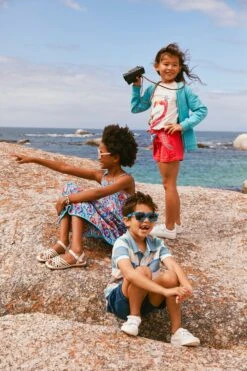 FatFace Blue Block Stripe Polo Shirt -Fat Face Shop 482 427s3