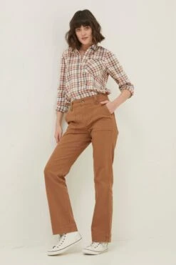 FatFace Ripley Canvas Brown Wide Leg Trousers -Fat Face Shop 634498s3