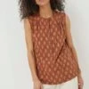 FatFace Natural Morgan Woodblock Cami Blouse -Fat Face Shop 850587s