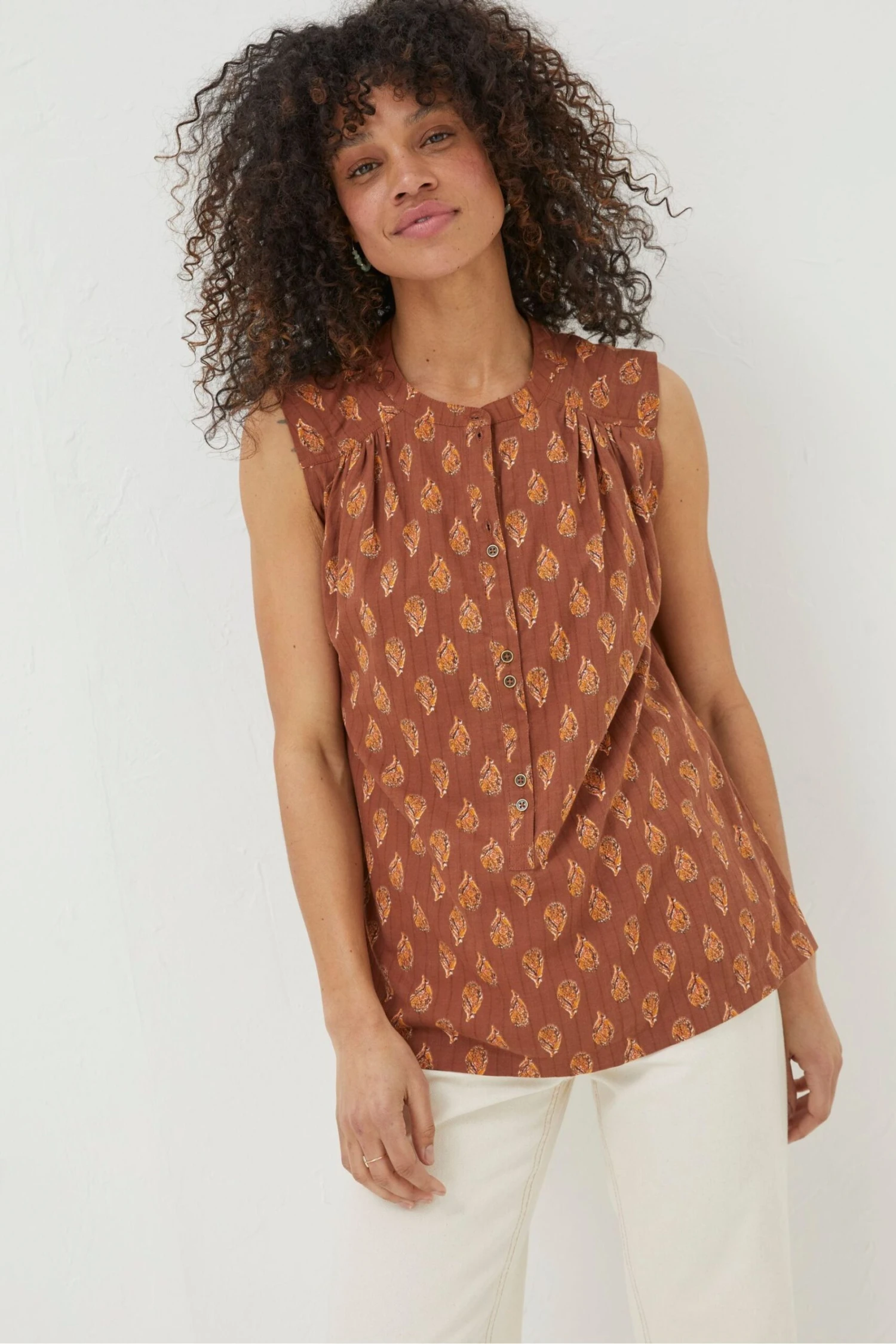 FatFace Natural Morgan Woodblock Cami Blouse 3 FatFace Natural Morgan Woodblock Cami Blouse