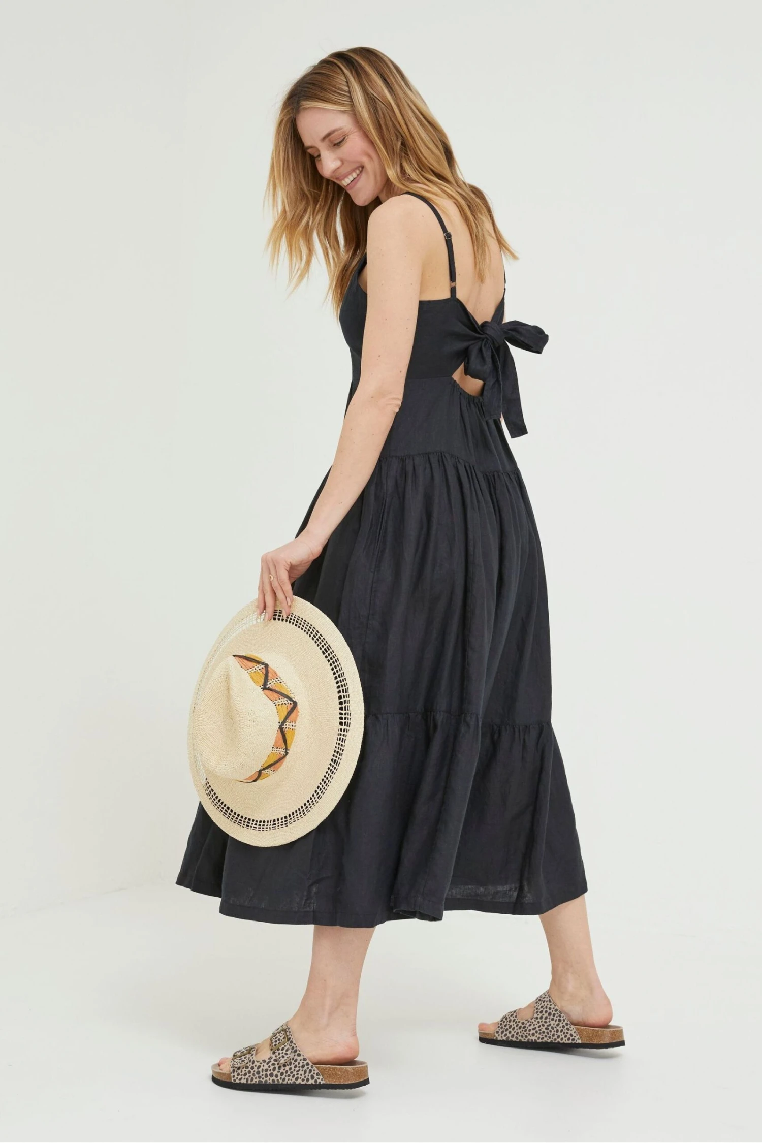 FatFace Julien Black Linen Midi Dress 4 FatFace Julien Black Linen Midi Dress - Image 2