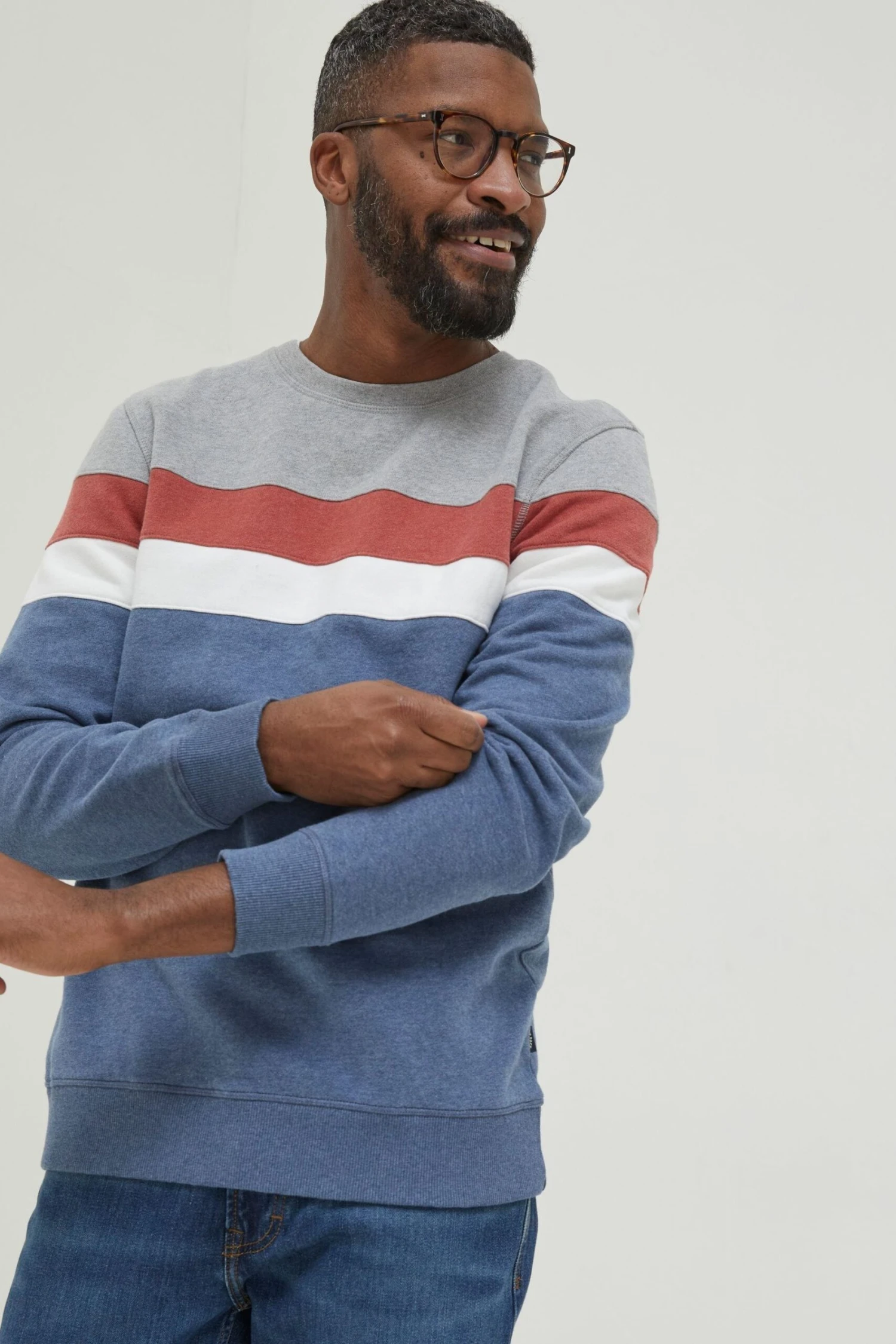 FatFace Grey Burley Stripe Crew Sweat Top 3 FatFace Grey Burley Stripe Crew Sweat Top