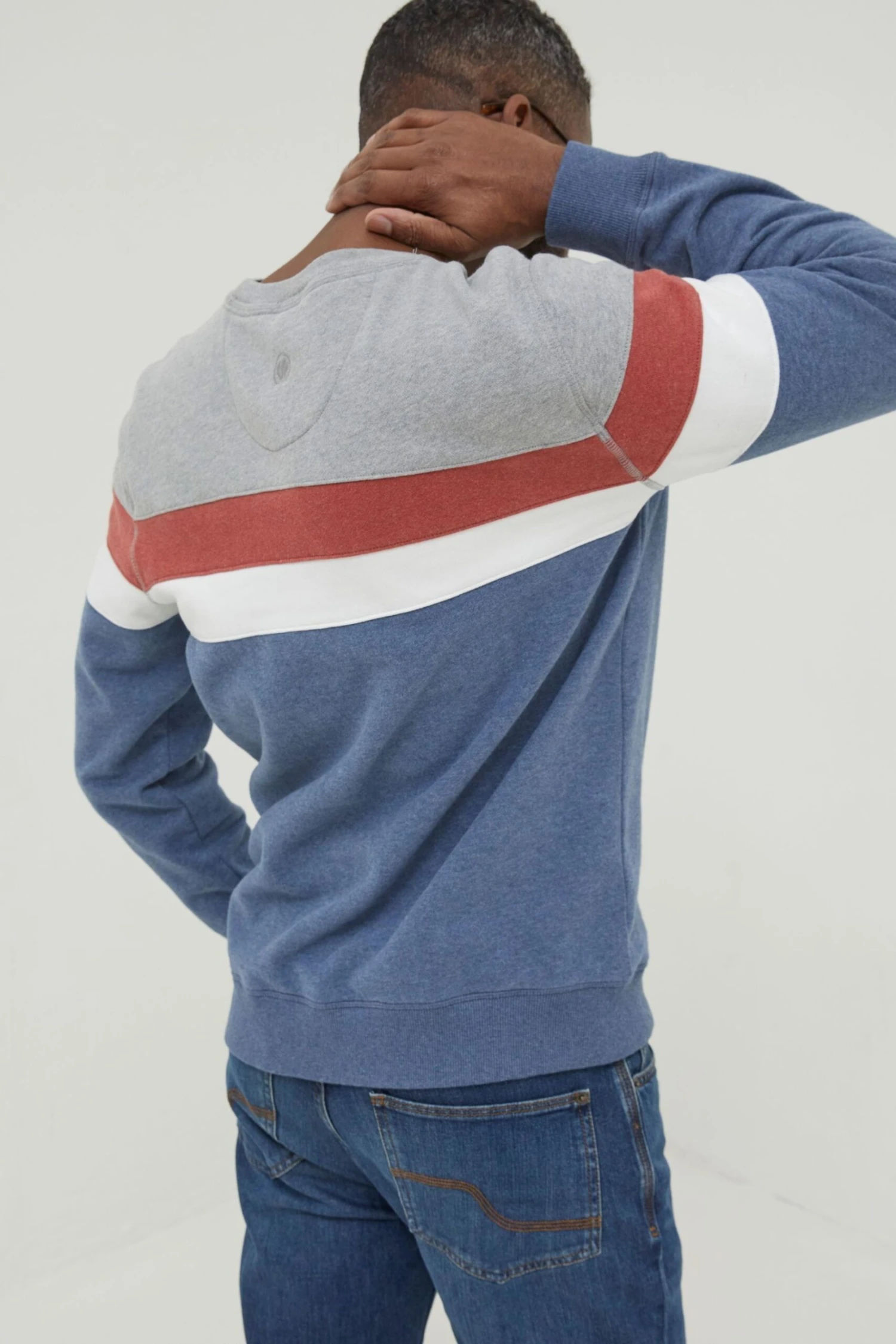 FatFace Grey Burley Stripe Crew Sweat Top 4 FatFace Grey Burley Stripe Crew Sweat Top - Image 2