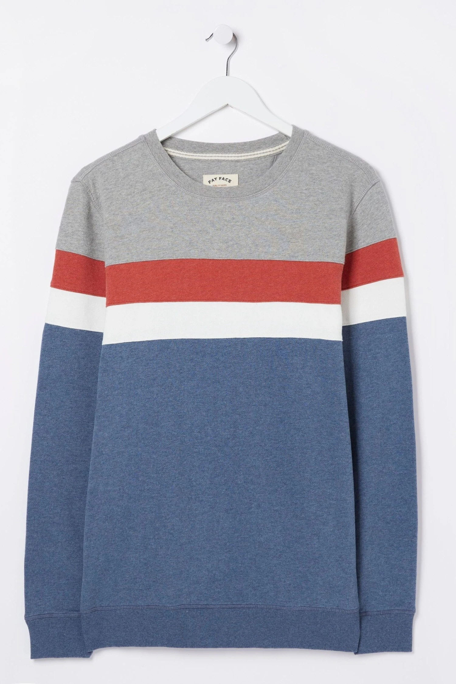 FatFace Grey Burley Stripe Crew Sweat Top 7 FatFace Grey Burley Stripe Crew Sweat Top - Image 5