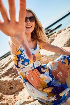 FatFace Blue Jayden Coastal Midi Dress -Fat Face Shop A81 736s3