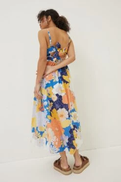 FatFace Blue Jayden Coastal Midi Dress -Fat Face Shop A81 736s6