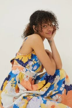 FatFace Blue Jayden Coastal Midi Dress -Fat Face Shop A81 736s8