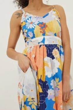 FatFace Blue Jayden Coastal Midi Dress -Fat Face Shop A81 736s9