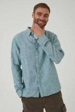 FatFace Green Plain Linen Shirt -Fat Face Shop A81 771s3