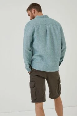 FatFace Green Plain Linen Shirt -Fat Face Shop A81 771s4