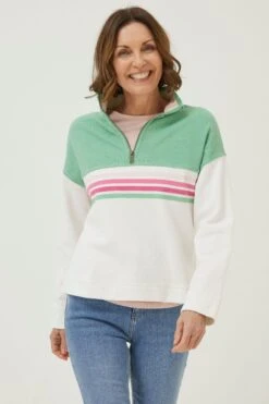 FatFace Green Colourblock Relaxed Airlie Sweat