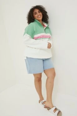 FatFace Green Colourblock Relaxed Airlie Sweat -Fat Face Shop A81606s3