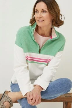 FatFace Green Colourblock Relaxed Airlie Sweat -Fat Face Shop A81606s4