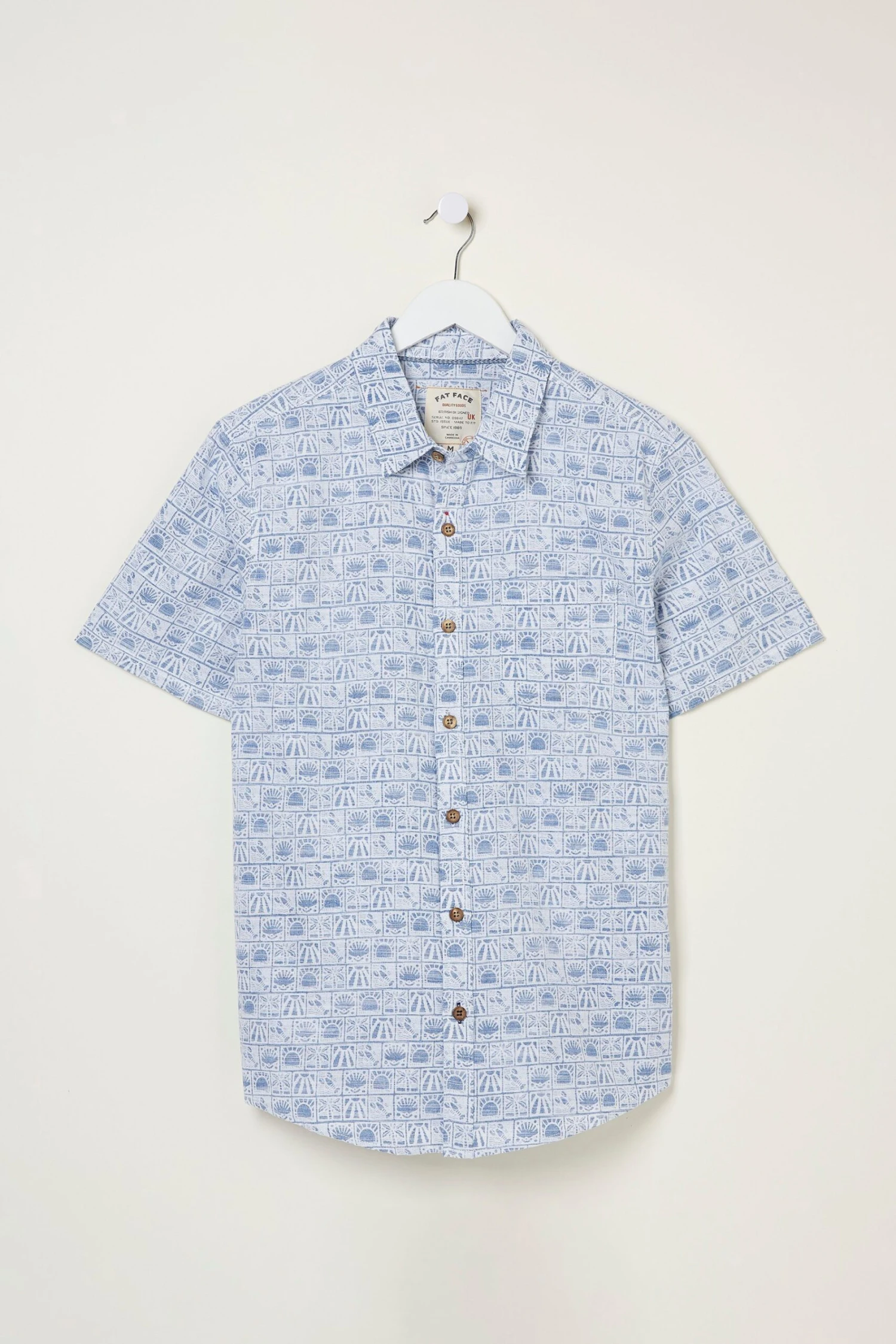 FatFace Blue Vintage Tile Print Shirt 7 FatFace Blue Vintage Tile Print Shirt - Image 5