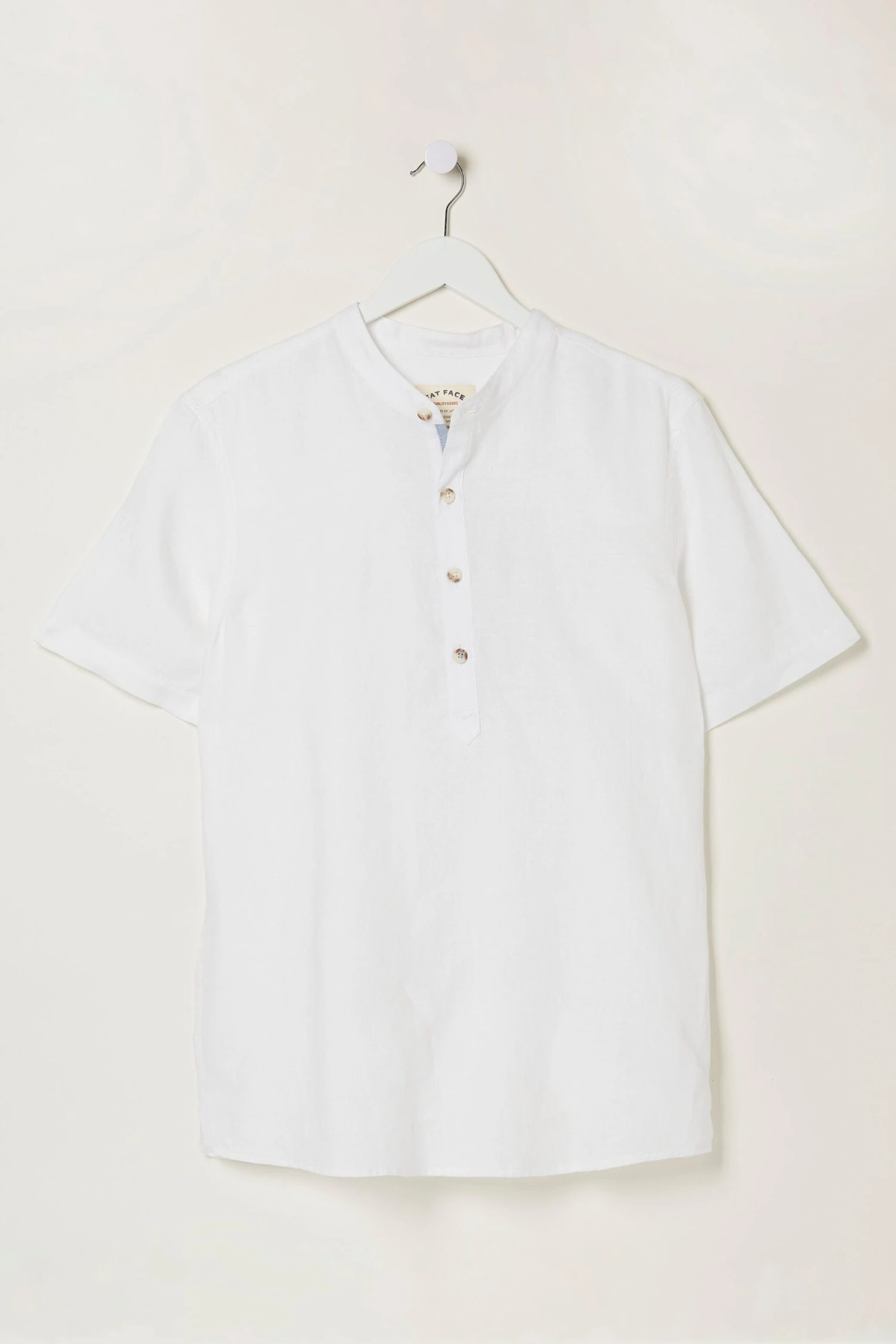 FatFace White Pop Over Linen Shirt 6 FatFace White Pop Over Linen Shirt - Image 4