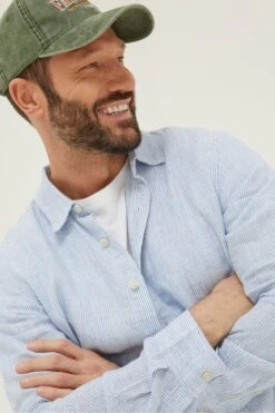 FatFace Blue Stripe Linen Shirt -Fat Face Shop A81999s3