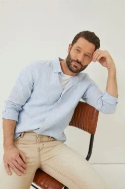 FatFace Blue Stripe Linen Shirt -Fat Face Shop A81999s4