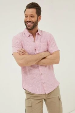 FatFace Pink Stripe Linen Shirt