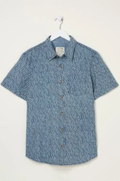 FatFace Blue Shell Print Shirt -Fat Face Shop A82129s6