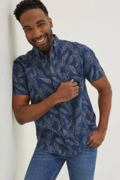 FatFace Blue Hibiscus Print Shirt