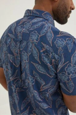 FatFace Blue Hibiscus Print Shirt -Fat Face Shop A82130s4