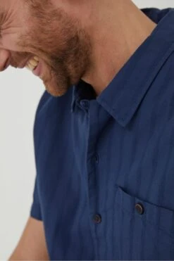 FatFat Blue Self Stripe Revere Shirt -Fat Face Shop A82166s3