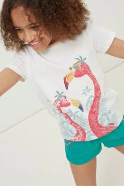 FatFace Flamingo Graphic White T-Shirt