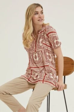 FatFace Natural Lou Bandana Tunic Top