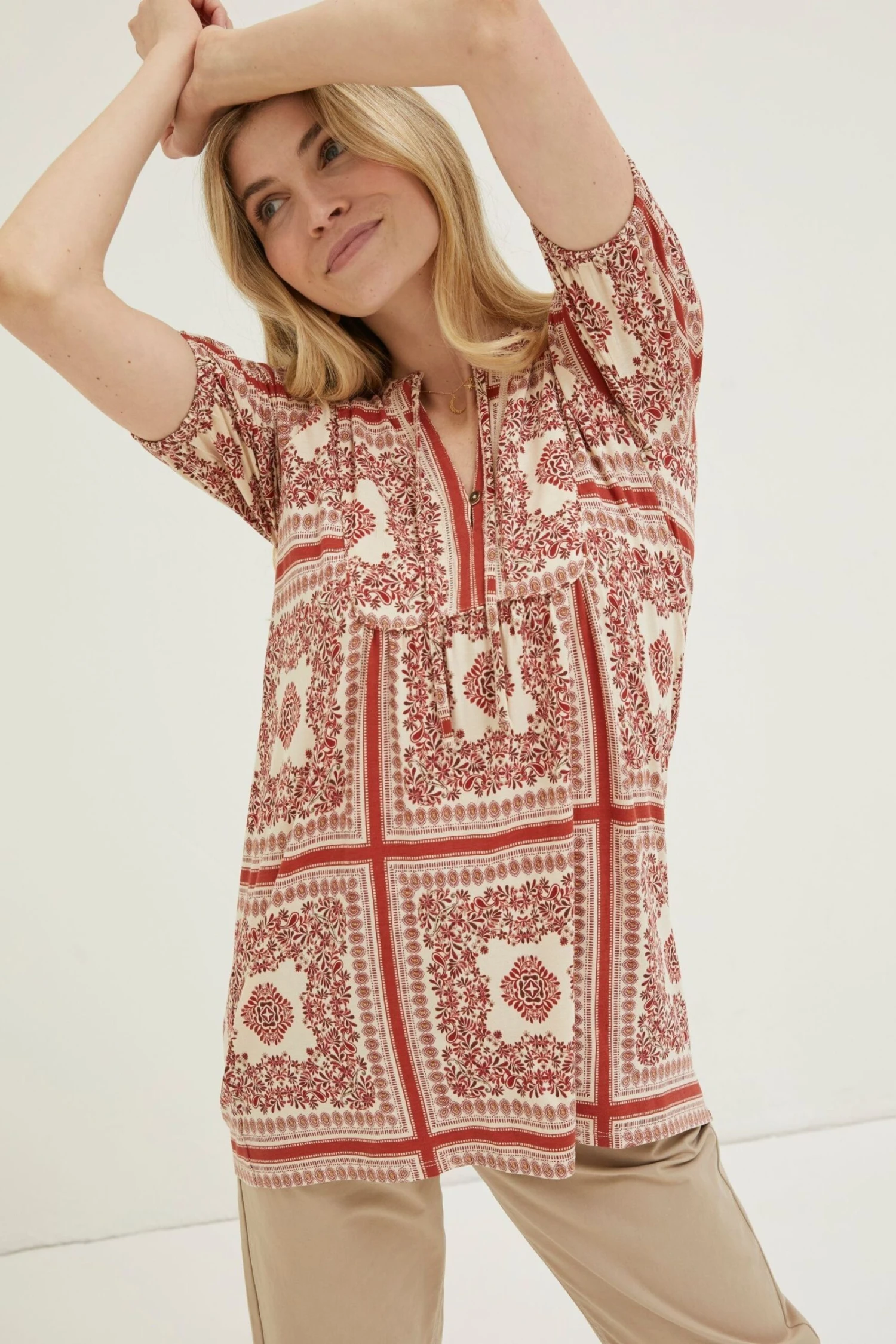 FatFace Natural Lou Bandana Tunic Top 4 FatFace Natural Lou Bandana Tunic Top - Image 2