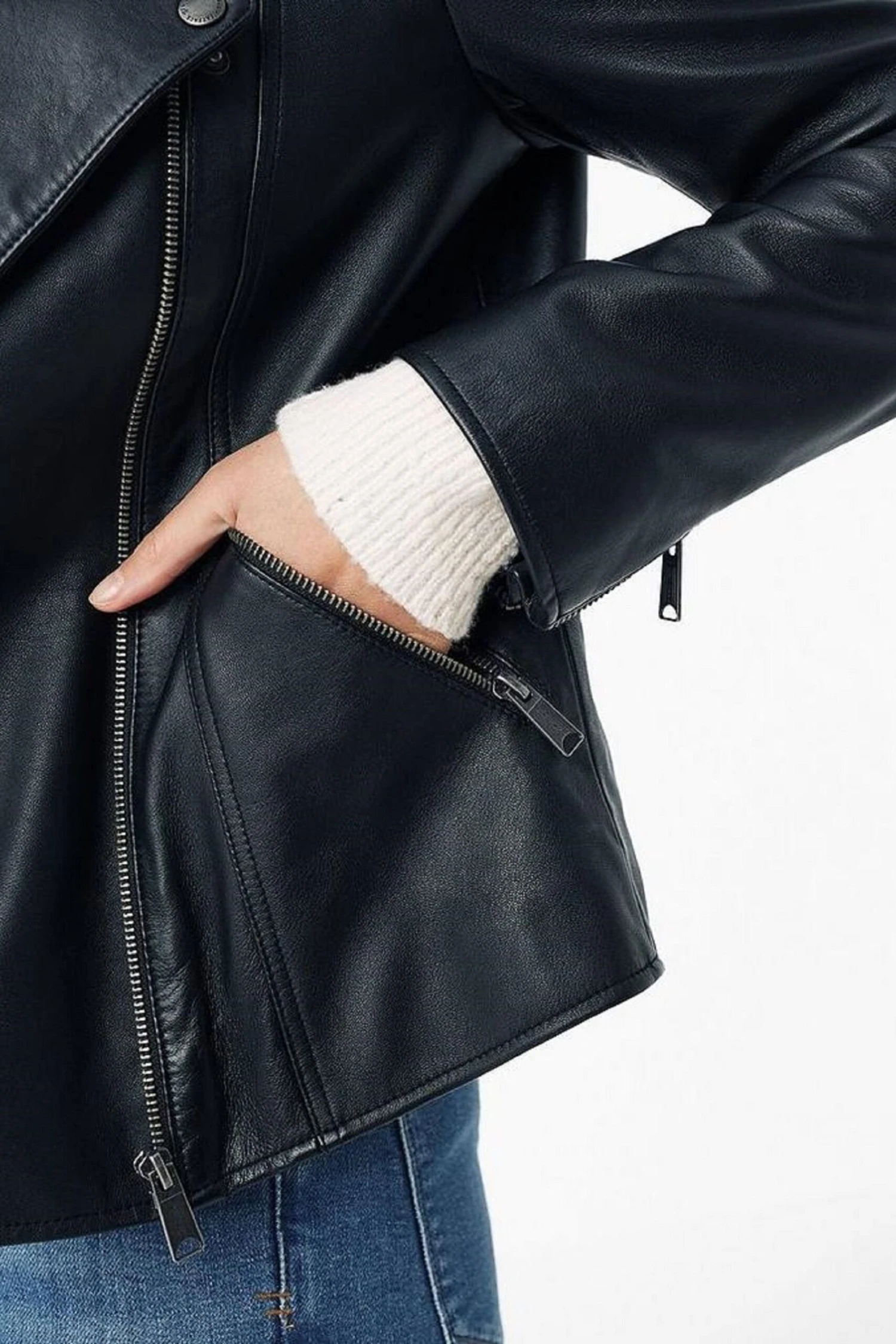 FatFace Bethany Black Leather Biker Jacket 5 FatFace Bethany Black Leather Biker Jacket - Image 3