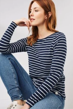 FatFace Blue Organic Cotton Breton T-Shirt