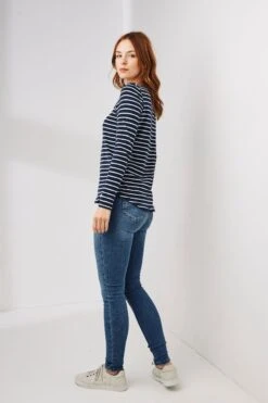 FatFace Blue Organic Cotton Breton T-Shirt -Fat Face Shop C37883s3