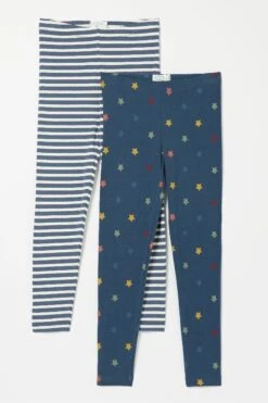 FatFace Blue Star Stripe Leggings 2 Pack