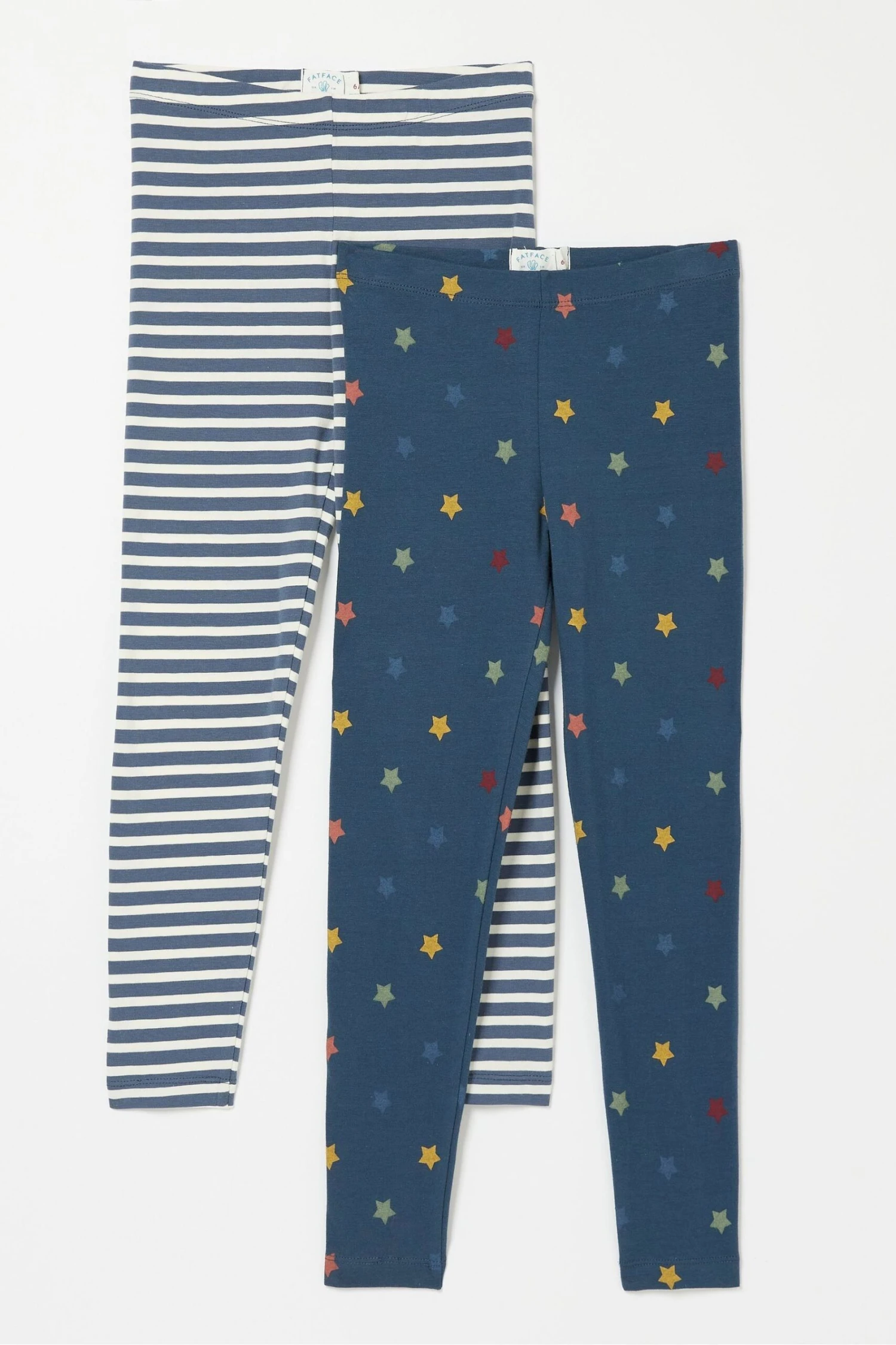 FatFace Blue Star Stripe Leggings 2 Pack 3 FatFace Blue Star Stripe Leggings 2 Pack