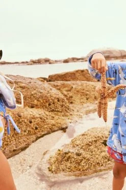 FatFace Blue Sidney Shark Towelling Poncho -Fat Face Shop D36 204s6