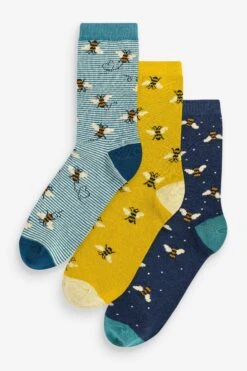 FatFace Blue Bee Socks 3 Pack