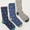 FatFace Blue Beer Socks 3 Pack -Fat Face Shop D36206s