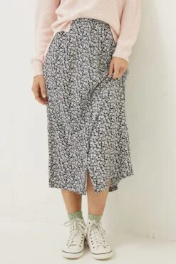 FatFace Hayward Springtime Black Midi Skirt