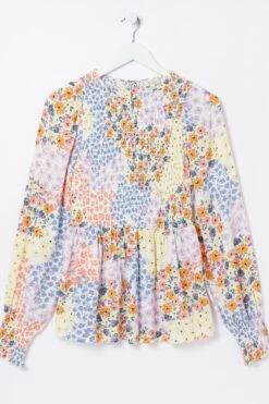 FatFace Natural Fran Meadow Patch Shirred Top -Fat Face Shop D57 531s5